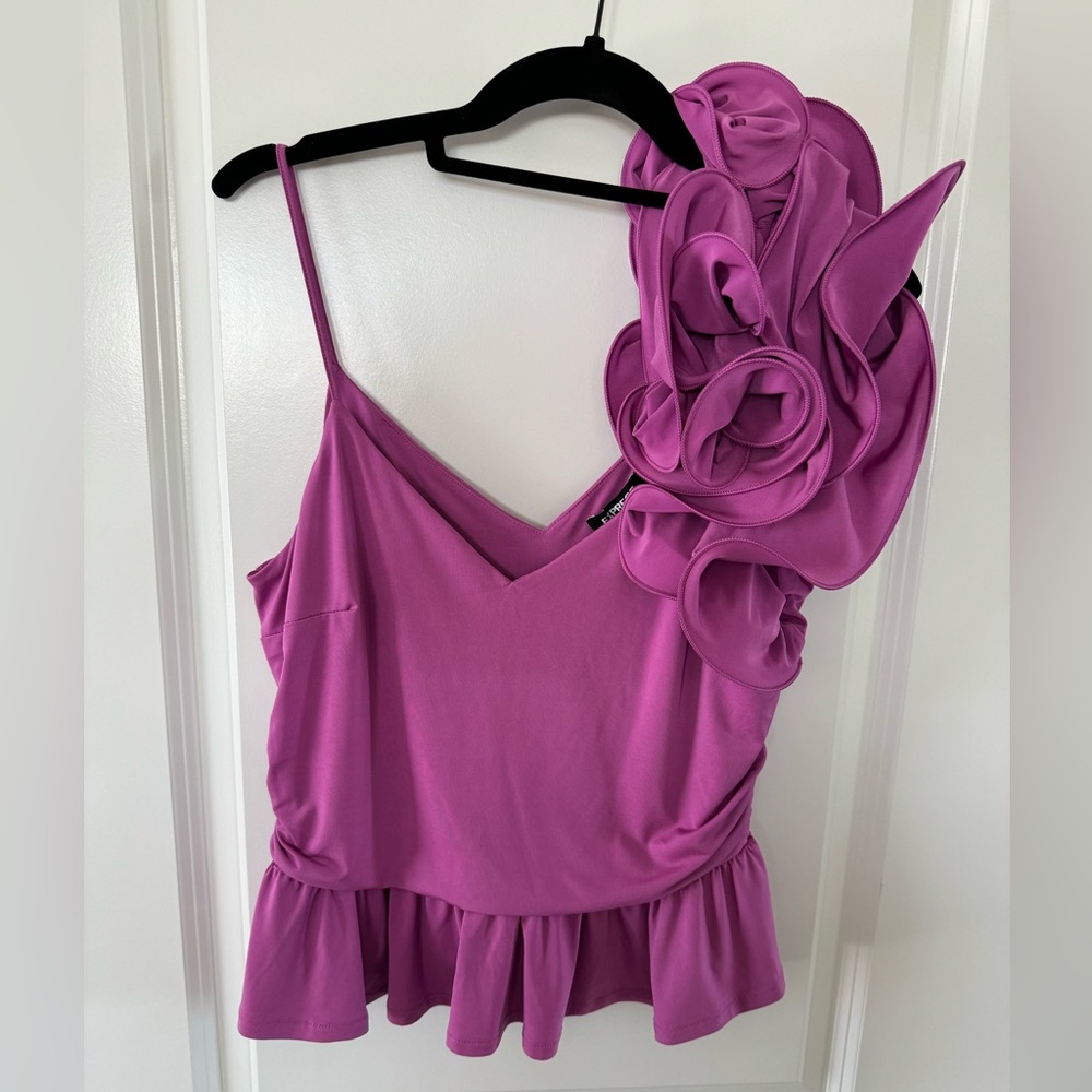 V-Neck One Shoulder Peplum Cami